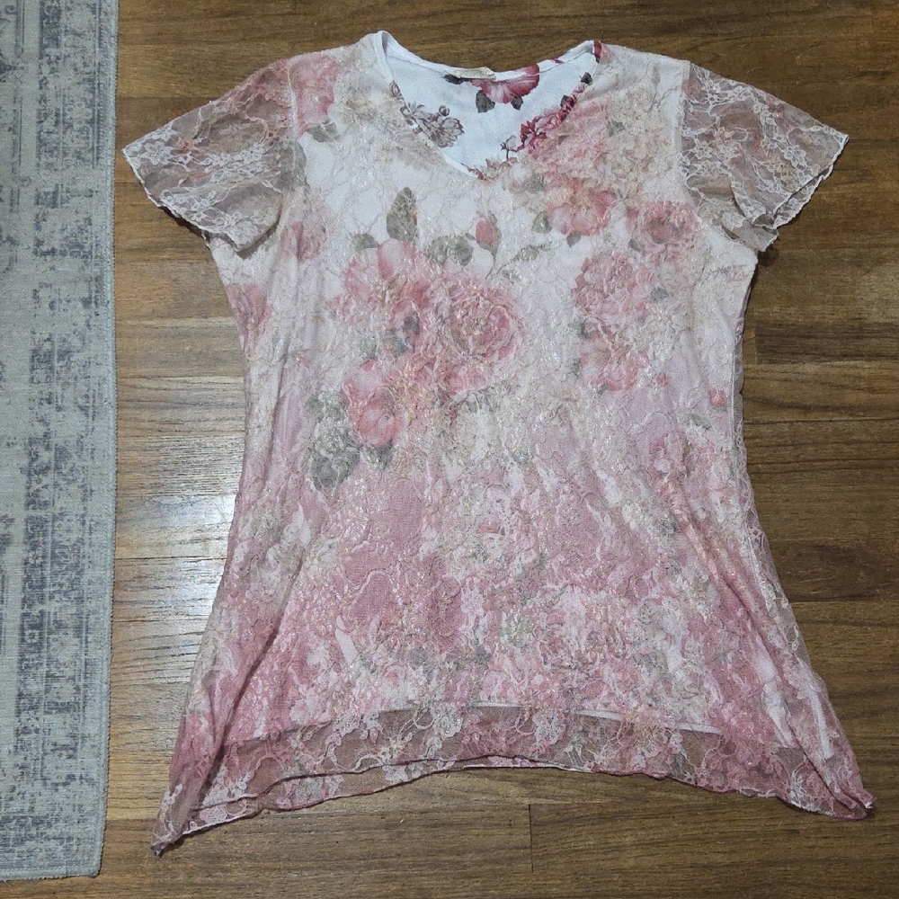 🔵3/$13 Brittany Black Floral Lace Blouse